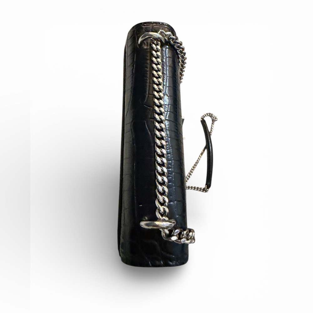 Yves Saint Laurent Black Croc-Embossed Shoulder Bag - Picture 4 of 8